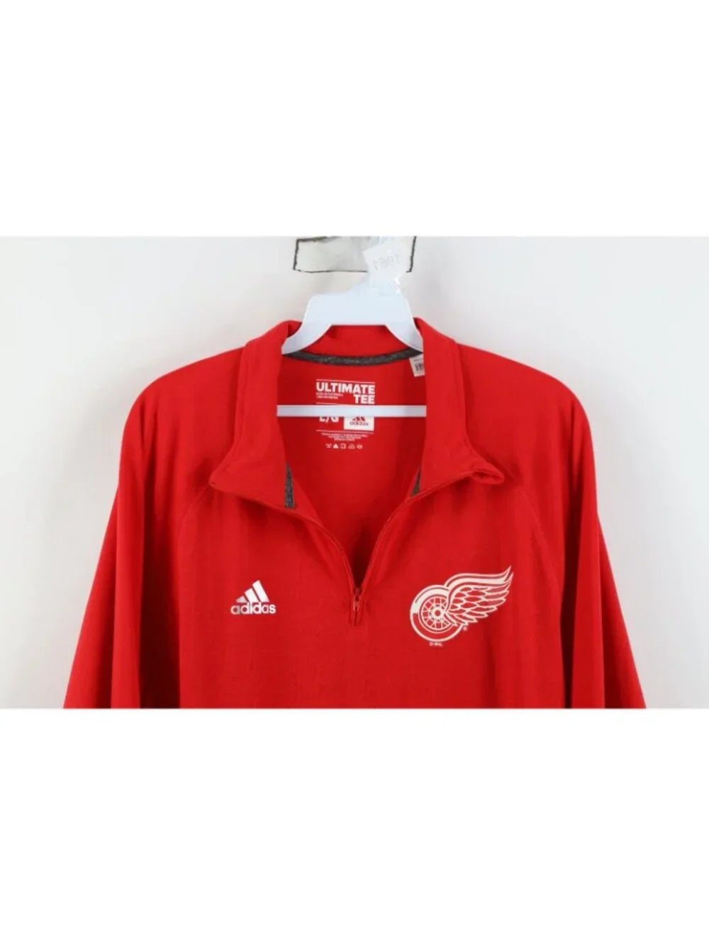 Adidas Mens Large Team Issued Detroit Red Wings Hockey 1/4 Zip Jacket Top Red